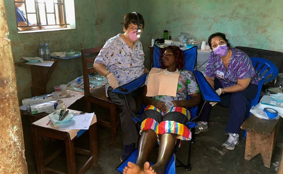Dental examination at a Project Compassion mobile clinic